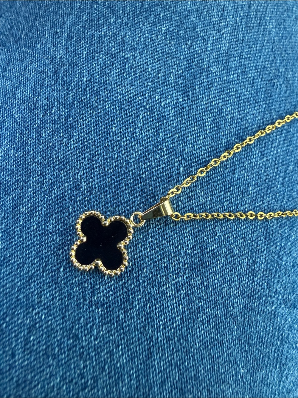 Stainless steel Pendant Necklace with Black Enamel
